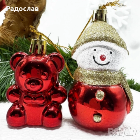 Коледен комплект украса 8 броя – Червени и бели висулки  Premium Collection., снимка 6 - Декорация за дома - 52631584