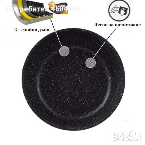 Комплект от 3 тенджери Cheffinger с мраморно покритие 20/24/28 см с капаци – незалепващи съдове , снимка 9 - Котлони - 53159434