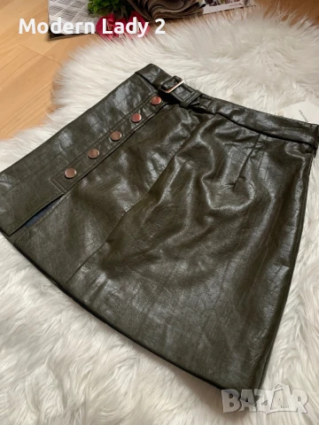 Нова кожена пола Бершка, снимка 2 - Поли - 50878805