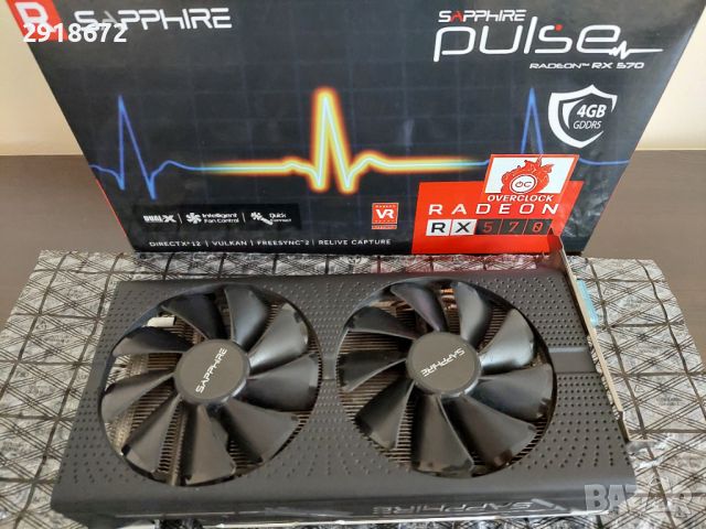 Видеокарта SAPPHIRE PULSE RADEON RX 570 4GB GDDR5, снимка 8 - Видеокарти - 45980606