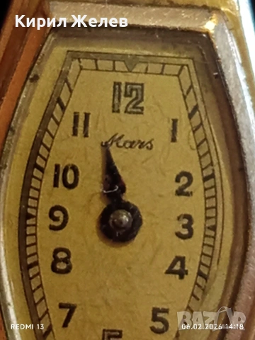 Дамски механичен часовник Мars позлатен с верижка за КОЛЕКЦИОНЕРИ 52864, снимка 3 - Антикварни и старинни предмети - 53381624