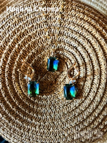 😍Златист комплект бижута - обеци и колие😍, снимка 2 - Бижутерийни комплекти - 50758901