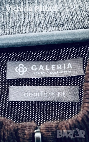 🟤 Galeria  коприна и кашмир, жилетка с цип, фин трикотаж XL, снимка 4 - Блузи - 54082727