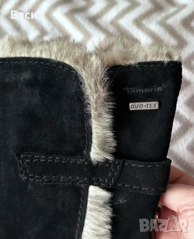 Зимни велурени ботуши -Tamaris, снимка 4 - Дамски ботуши - 52343246