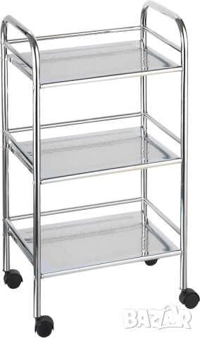 Axentia Patira 3-етажна Метална Количка с Колелца за Сервиране – Кухненска и Баня, 40×32×74 см!, снимка 2 - Други - 52858792