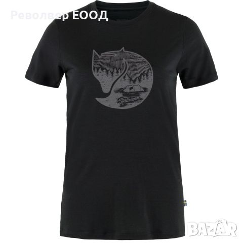 Дамска тениска Fjall Raven - Abisko Wool Fox, в цвят Black-Iron Grey, снимка 1 - Екипировка - 45338090