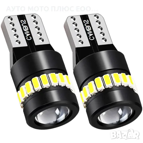 Комплект LED крушки T10 W5W Canbus, 18 SMD, 12V с лупа., снимка 2 - Аксесоари и консумативи - 47584287