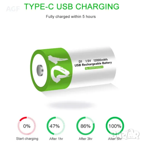 1.5V D Акумулаторна Батерия USB Li-ion Акумулаторни D Батерии LR20, снимка 2 - Друга електроника - 47385683