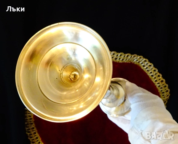 Бронзов свещник 26 см.,500 гр., снимка 6 - Антикварни и старинни предмети - 51628431