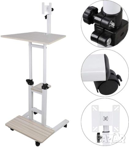 Компютърно Мобилно стоящо бюро подвижна работна станция за лаптоп, снимка 6 - Бюра - 46757300