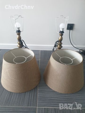 Две месингови/бронзови настолни лампи, снимка 2 - Настолни лампи - 46475286