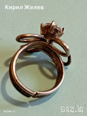 Сребърен пръстен с флорален мотив и инкростиран цирконий ръчна изработка 51797, снимка 5 - Пръстени - 52882379