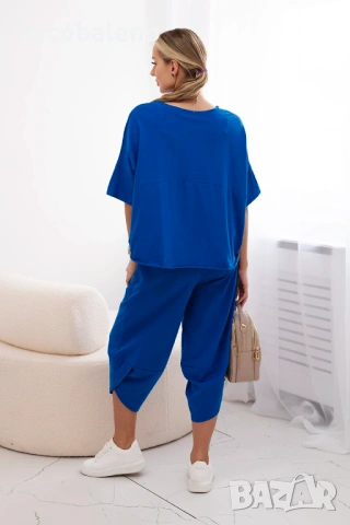 Дамски памучен комплект блуза + панталон, 11цвята , снимка 4 - Комплекти - 46468554