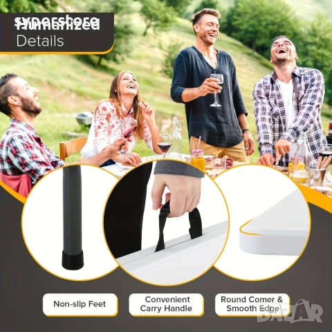 🪑 Сгъваема туристическа маса 120x60 см Digital One SP01107 – Компактна, удобна и идеална за къмпинг, снимка 11 - Къмпинг мебели - 50739986