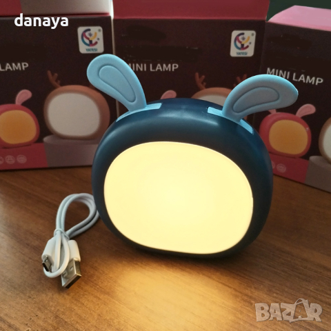 4545 Безжична нощна лампа с ушички, USB зареждане, снимка 2 - Настолни лампи - 45055822
