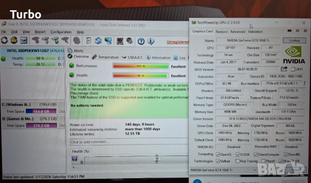 15.6' IPS Acer Nitro 5 Core i7-7700HQ/GTX 1050Ti 4GB GDDR5/16GB/512 SSD, снимка 7 - Лаптопи за игри - 53476807
