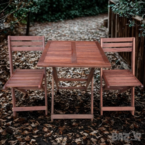 Градински комплект Kreta Muhler Meranti - 3 части, дърво, снимка 5 - Други стоки за дома - 52137978