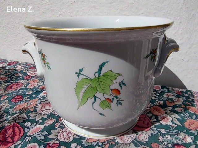 Голяма кашпа Herend - ръчно рисувана, снимка 5 - Декорация за дома - 52200588
