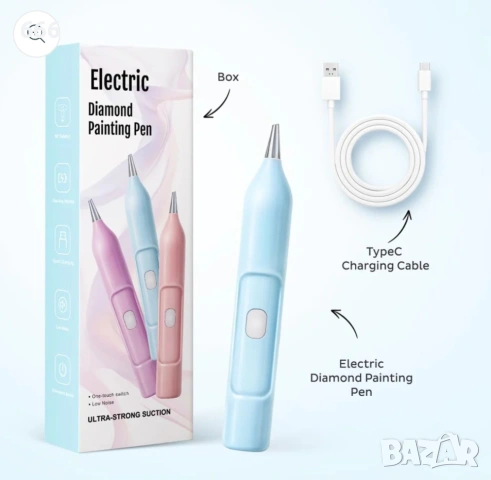 Електрическа диамантена писалка за рисуване с вакуумна технология, за диамантено рисуване.