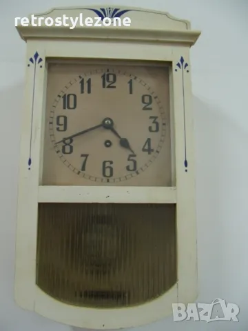 № 7992 стар стенен часовник  - механичен  - работещ  - размер 49 / 26 / 12 см