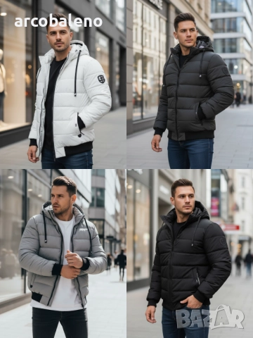 Мъжко зимно ватирано яке с качулка, 4цвята 