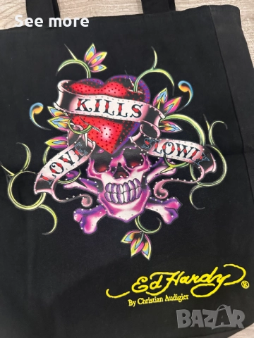 Ed Hardy Черна унисекс чанта от тип торба, снимка 2 - Чанти - 52072360