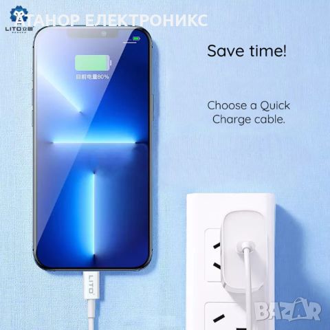  Кабел за данни - Type-C към Type-C Quick Charging PD18W, 2m - Бял, снимка 4 - Оригинални зарядни - 46694394