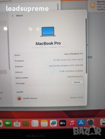 MacBook Pro Model 2017 i5 A1706 EMC 3163 , снимка 6 - Лаптопи за работа - 54123979