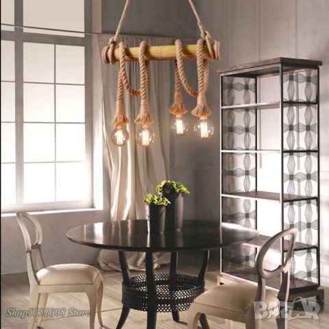 Бамбукова електрическа висяща лампа, креативна декорация. Дизайн, който вдъхновява - с включени 6 кр, снимка 3 - Лампи за таван - 45836234