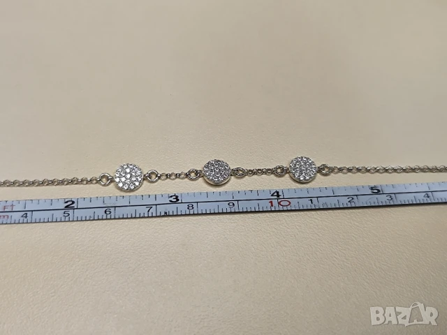 Дамска 925 сребърна гривна с циркони , снимка 4 - Гривни - 50749743