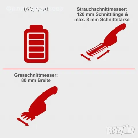 Scheppach 2 в 1 ножици за трева и храсти CGS-15-LI, снимка 3 - Други - 48889623