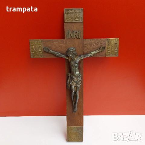 НАЙ ДОБРАТА ОФЕРТА 50см. Кръст , разпятие , исус от дърво и метал 
