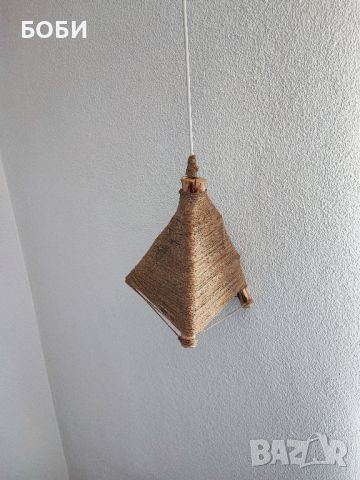 Дървен полилей с канап, снимка 7 - Лампи за таван - 46155072
