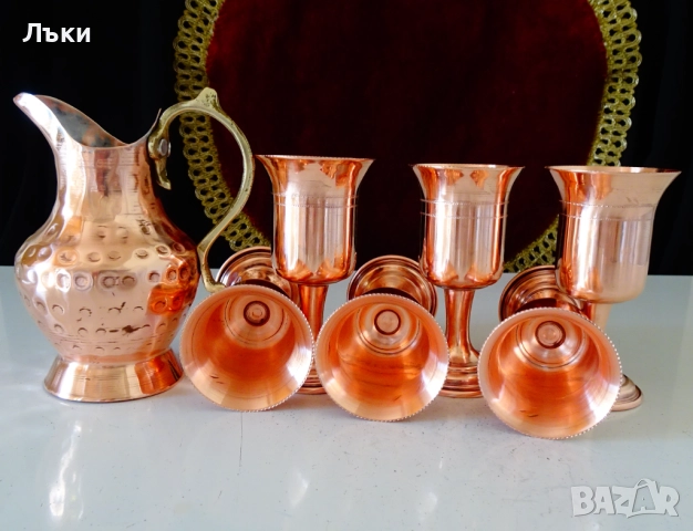 Медни чаши за ракия,чиста червена мед,на столче. , снимка 10 - Антикварни и старинни предмети - 52203905