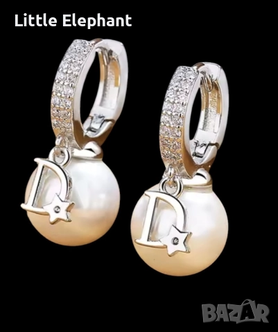 Pre order  Dior Pearl Drop: Елегантни обеци с кристали, лого бранд и висяща перла