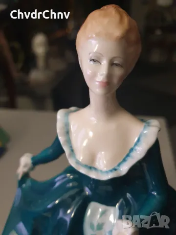 Голяма стара английска порцеланова фигура Royal Doulton Janine/1970 статуетка 21см, снимка 5 - Колекции - 46958382