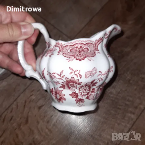 Намалена цена 150.00лв Сервиз чай/кафе RidgwayStaffordshire England WINDSOR PINK Red Floral Birds , снимка 15 - Сервизи - 47084558