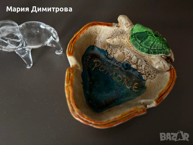 Стъклени слончета и пепелник с костенурка, снимка 3 - Други ценни предмети - 53651314