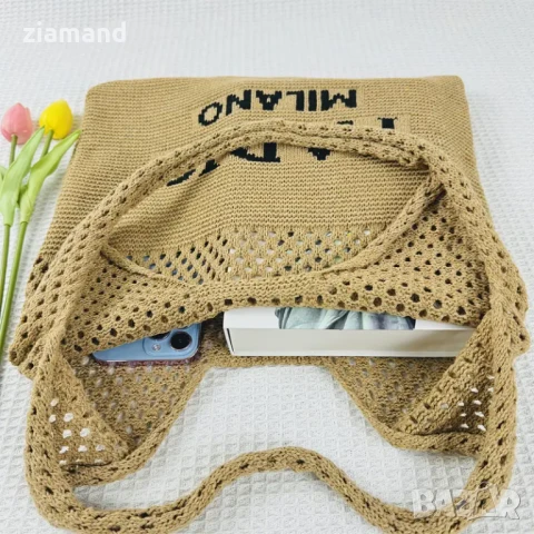 Дамска плажна чанта плетиво, снимка 4 - Чанти - 51132807