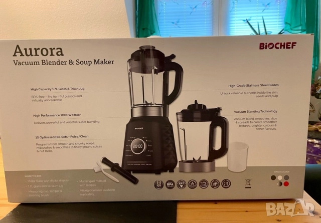 Вакуумен блендер и уред за приготвяне на супи Aurora - черен, червен, снимка 11 - Друга електроника - 52040618