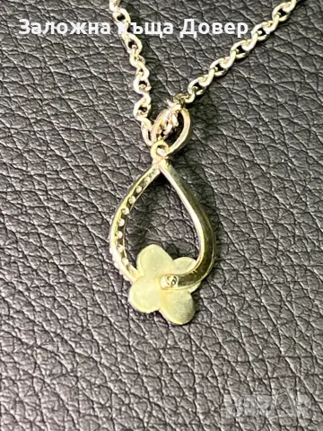 Бяло Злато синджир висулка медальон циркон zlaten 14 K 585 gold , снимка 6 - Колиета, медальони, синджири - 49815774