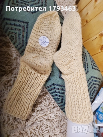 Ръчно плетени мъжки чорапи от вълна, размер 41, снимка 4 - Мъжки чорапи - 49606749