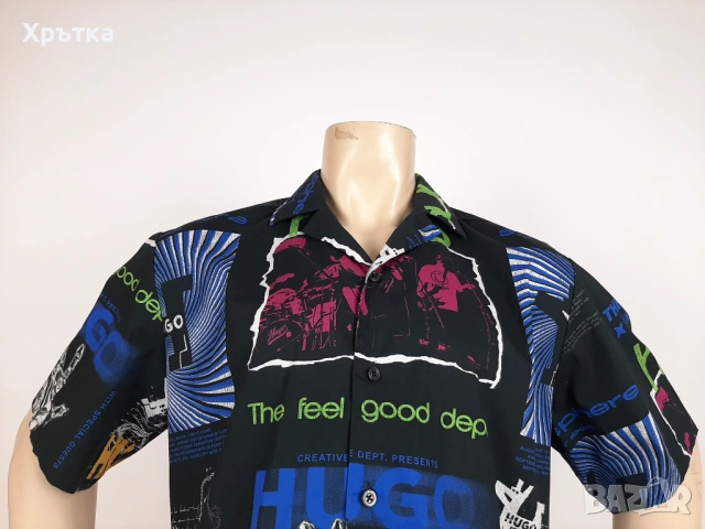 Hugo Boss Eligino - Оригинална мъжка риза с къс ръкав размер L, снимка 7 - Ризи - 53928351