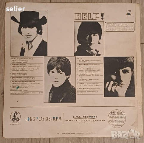 The Beatles ‎– Help! Издание 🇬🇧 UK 1976г Състояние на винила:като звук всички песни без една са VG, снимка 2 - Грамофонни плочи - 52817781