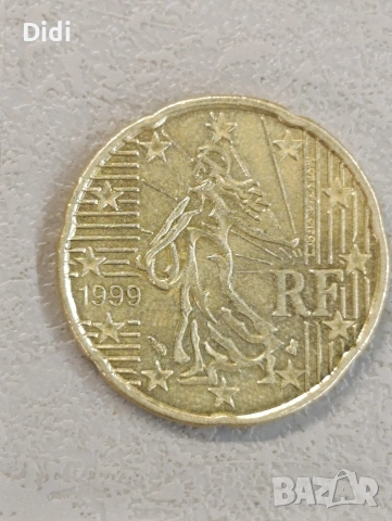 Френска монета от 1999 20евро цента