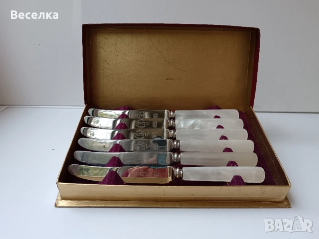 Sheffield, ножчета за плодове, седефени дръжки, оригинала кутия 