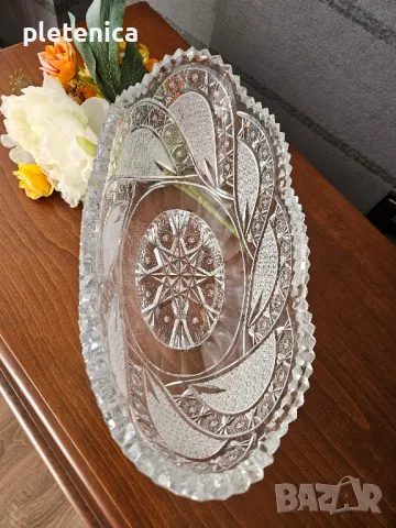 Кристална овална купа, снимка 2 - Антикварни и старинни предмети - 49233703