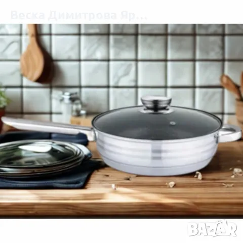 Тиган Bohmann, 24х7.5 см. 3.4л., неръждаема стомана, тефлон покритие, снимка 5 - Съдове за готвене - 49652325