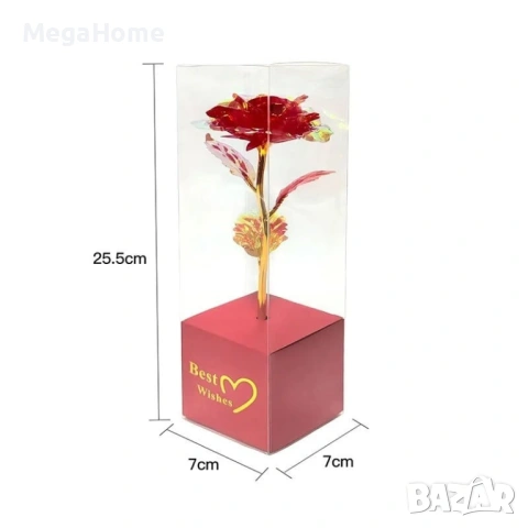 Декоративна цветна роза „Best Wishes“ със златно стъбло, Различни цветове, снимка 5 - Декорация за дома - 53092610