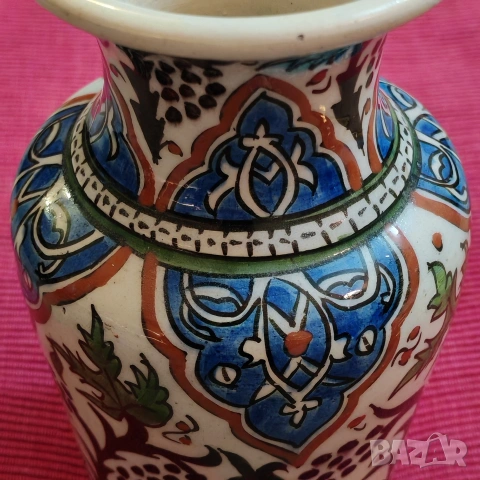 Антична османска,турска ваза "Кютахя" края на 19-ти век. , снимка 12 - Вази - 53178656